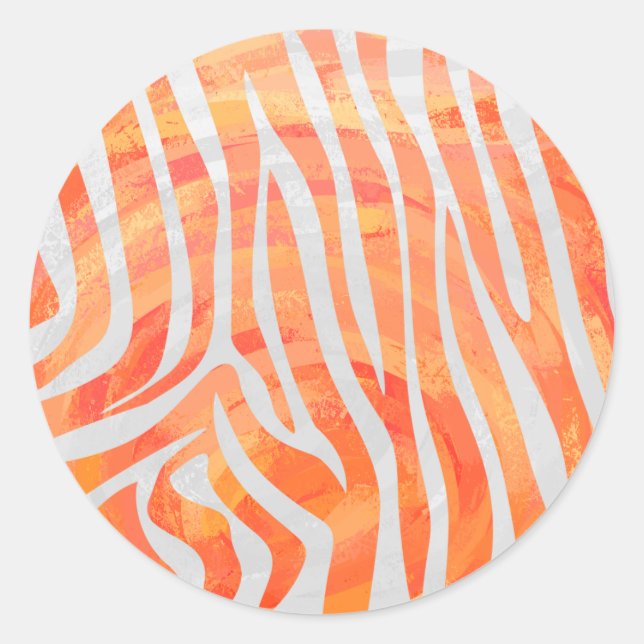 Zebra Orange und White Print Runder Aufkleber (Vorderseite)