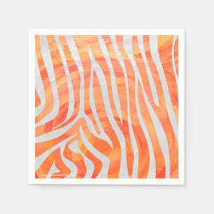 Zebra Orange und White Print Serviette