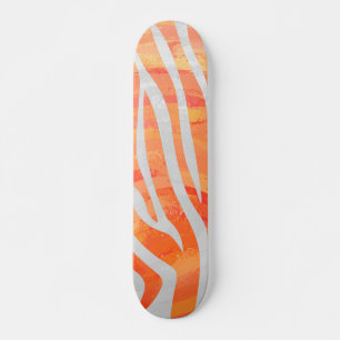 Zebra Orange und White Print Skateboard