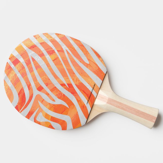 Zebra Orange und White Print Tischtennis Schläger (Seitenansicht)