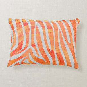 Zebra Orange und White Print Zierkissen
