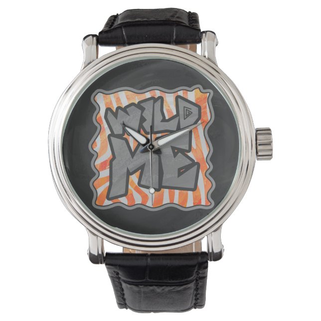 Zebra Orange und White Wild Me Armbanduhr (Vorderseite)
