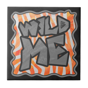 Zebra Orange und White Wild Me Fliese