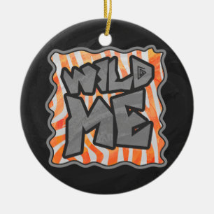 Zebra Orange und White Wild Me Keramikornament