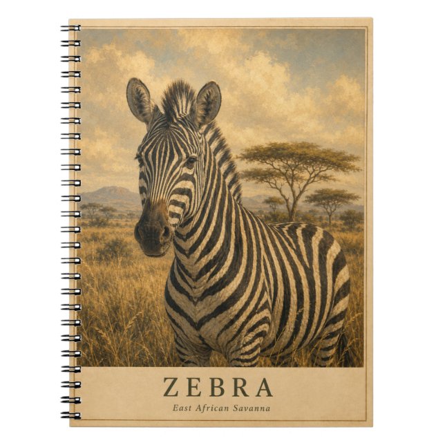 Zebra Ostafrikanische Savanne VINTAGE Notizblock (Vorderseite)
