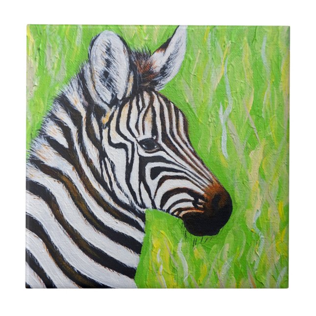 Zebra Painting Keramik Tile Fliese (Vorderseite)