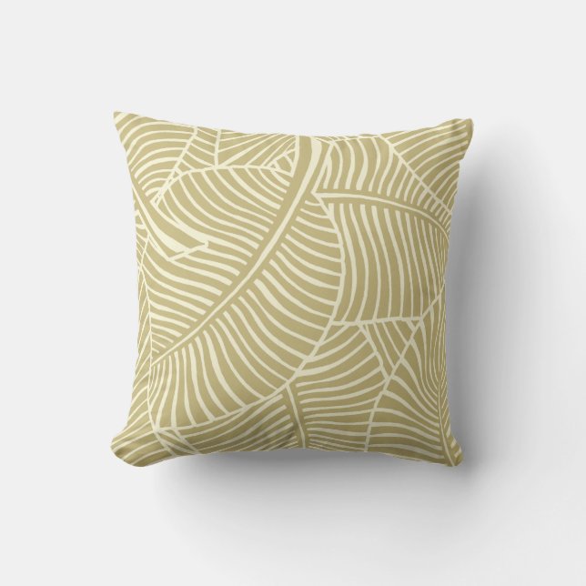 Zebra Palm Hawaiian Tropical Khaki und Cream Kissen (Vorderseite)