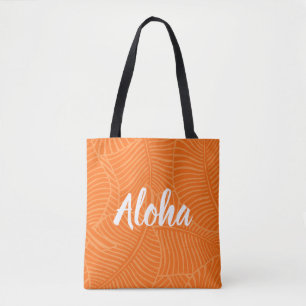 Zebra Palm Hawaiian Tropical Orange Beach Bag