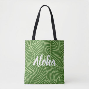 Zebra Palm Hawaiian Tropical Palm Green Beach Bag