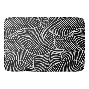 Zebra Palm Hawaiian Tropisches Schwarz und Weiß  Badematte
