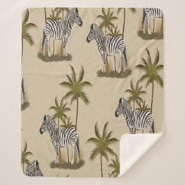 Zebra & Palm Trees Sherpa Blanket Sherpadecke