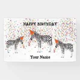 Zebra Partying - Tiere bei der Geburtstagsparty Banner