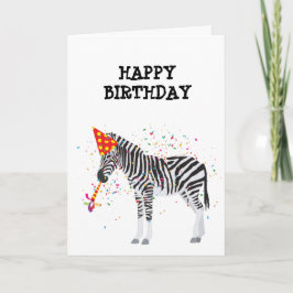 Zebra Partying - Tiere bei der Geburtstagsparty Karte