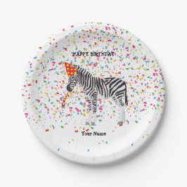 Zebra Partying - Tiere bei der Geburtstagsparty Pappteller