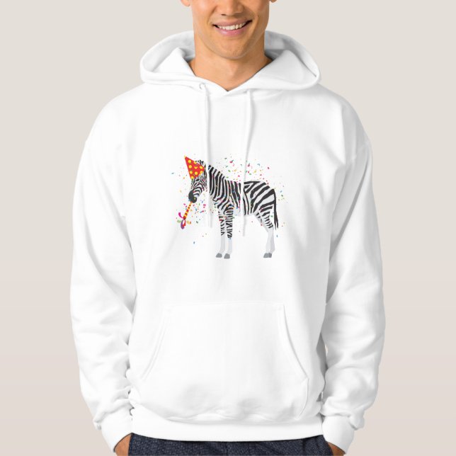 Zebra Partying - Tiere mit Party Hoodie (Vorderseite)