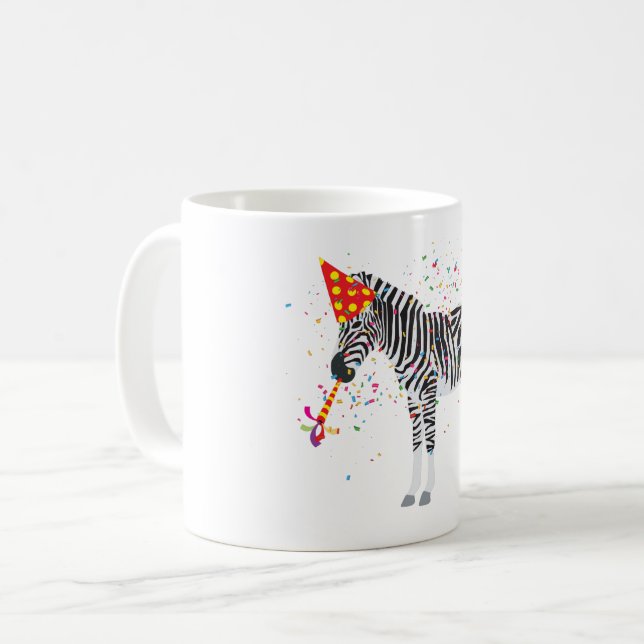 Zebra Partying - Tiere mit Party Kaffeetasse (Vorderseite Links)