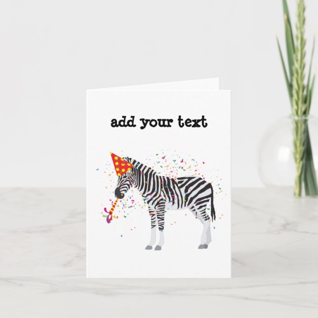 Zebra Partying - Tiere mit Party Karte (Vorderseite)