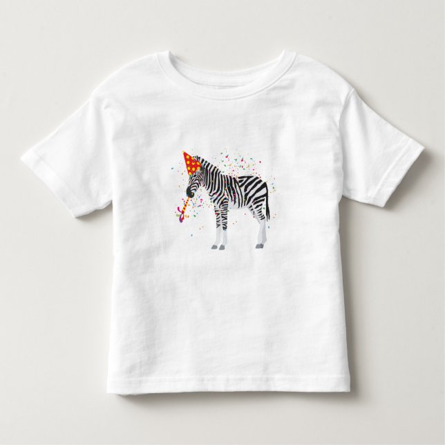 Zebra Partying - Tiere mit Party Kleinkind T-shirt (Vorderseite)