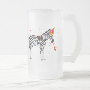 Zebra Partying - Tiere mit Party Mattglas Bierglas