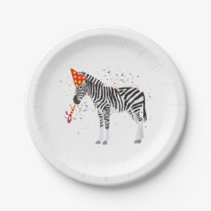Zebra Partying - Tiere mit Party Pappteller