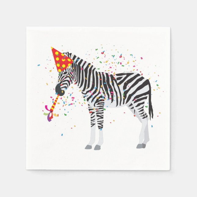 Zebra Partying - Tiere mit Party Serviette (Vorderseite)