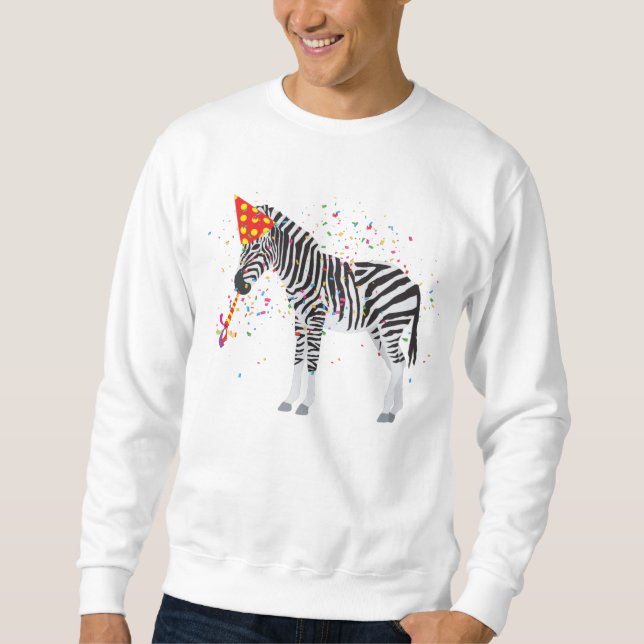Zebra Partying - Tiere mit Party Sweatshirt (Vorderseite)