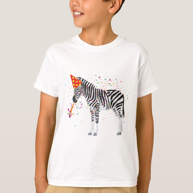 Zebra Partying - Tiere mit Party T-Shirt (Vorderseite)