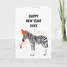 Zebra Partying - Tierurlaub Neue Jahre Karte