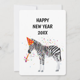 Zebra Partying - Tierurlaub New Years Card Feiertagskarte