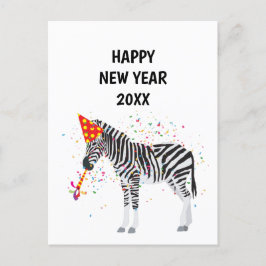 Zebra Partying - Tierurlaub New Years Card Feiertagspostkarte