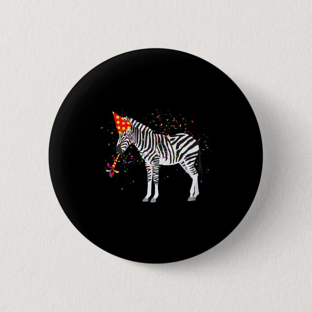 Zebra Partys Tiere feiern eine Party  Button (Vorderseite)