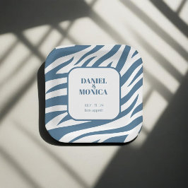Zebra Pastel Blue Paper Tellers & Bowls - Stilvoll Pappteller