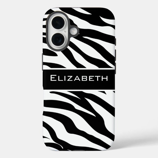 Zebra Pattern Black and White Personalized  Case-Mate iPhone Hülle (Rückseite)