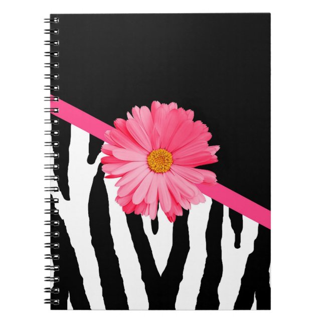 Zebra Pattern Girly Pink Daisy Notizblock (Vorderseite)