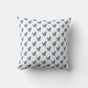 Zebra Pattern - Shibori Blue on White Kissen