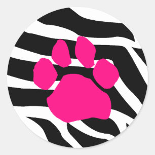 Zebra Paw Print Runder Aufkleber