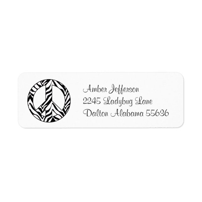 Zebra Peace Sign Address Labels (Vorne)