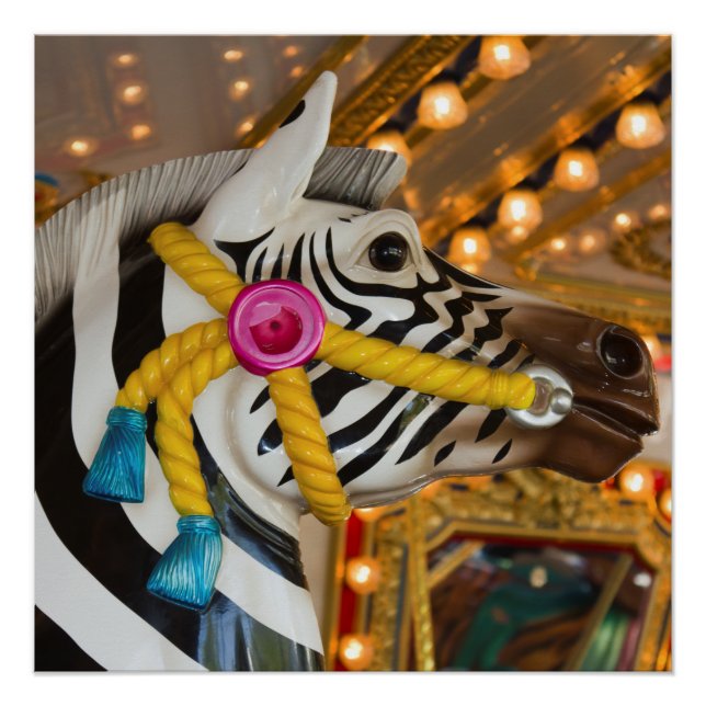 Zebra Pferde Merry-Go-Round Karussell-Fahrt Poster (Vorderseite)