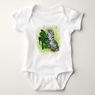 Zebra Piano Player Ihr Baby Bodysuit oder T - Shir Strampler