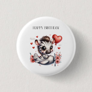 Zebra Pilot Geburtstag Button