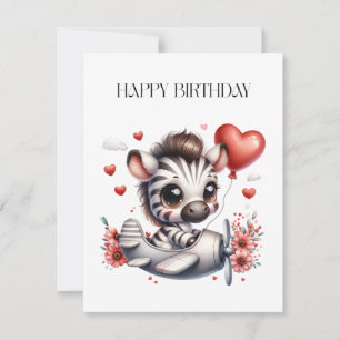 Zebra Pilot Geburtstag Mitteilungskarte