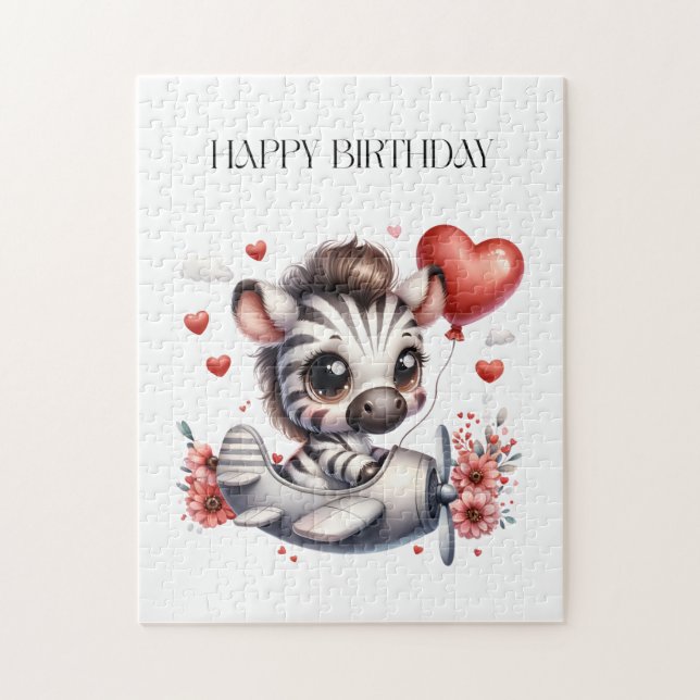 Zebra Pilot Geburtstag Puzzle (Vertikal)