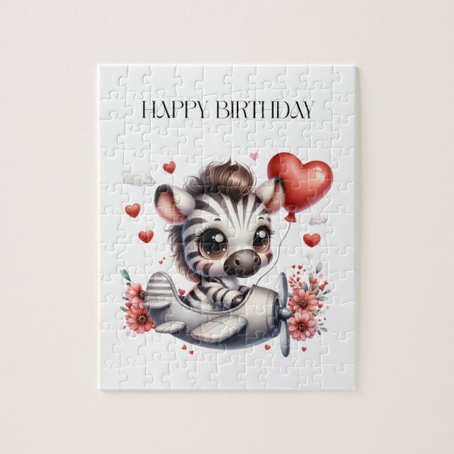 Zebra Pilot Geburtstag Puzzle (Vertikal)
