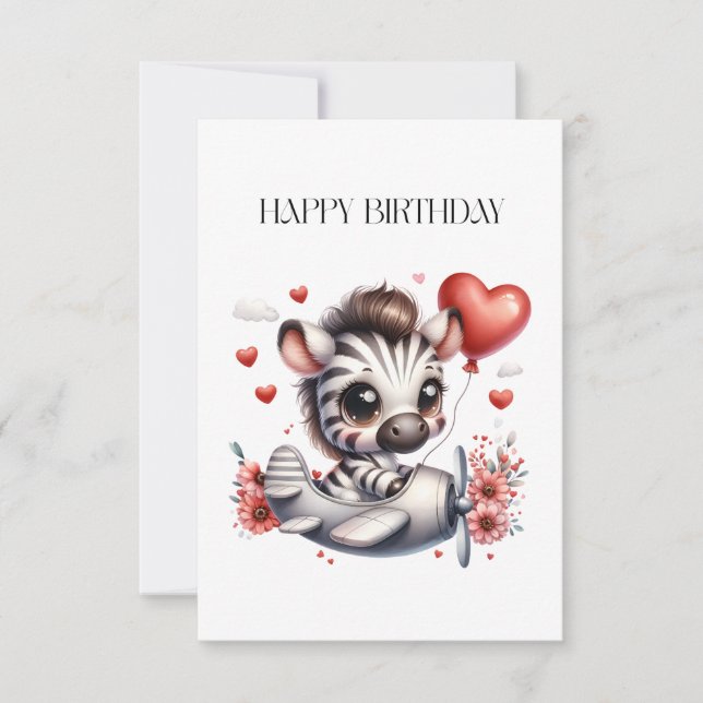 Zebra Pilot Geburtstag RSVP Karte (Vorderseite)