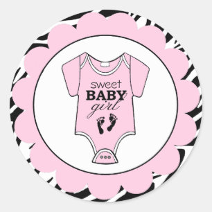 Zebra Pink Baby Outfit Babydusche Runder Aufkleber