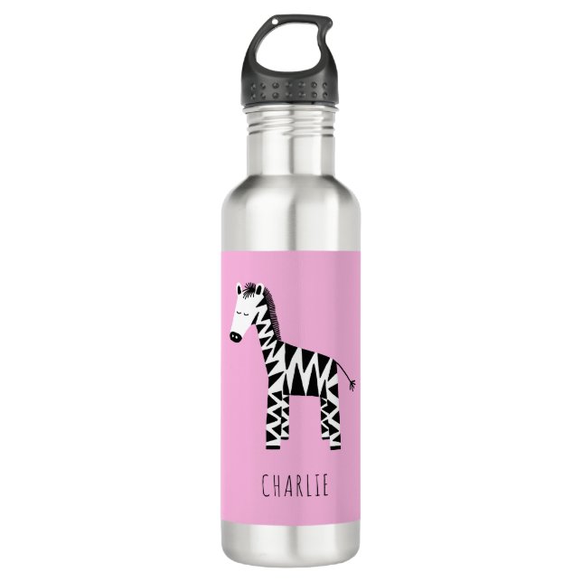 Zebra Pink Edelstahlflasche (Vorderseite)
