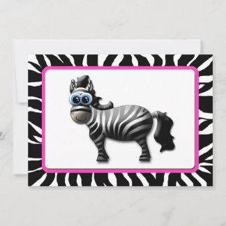 Zebra Pink Frame Baby Dusche Einladungen