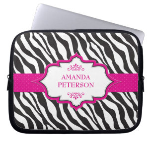 Zebra Pink Ribbon Electronics Bag Laptopschutzhülle