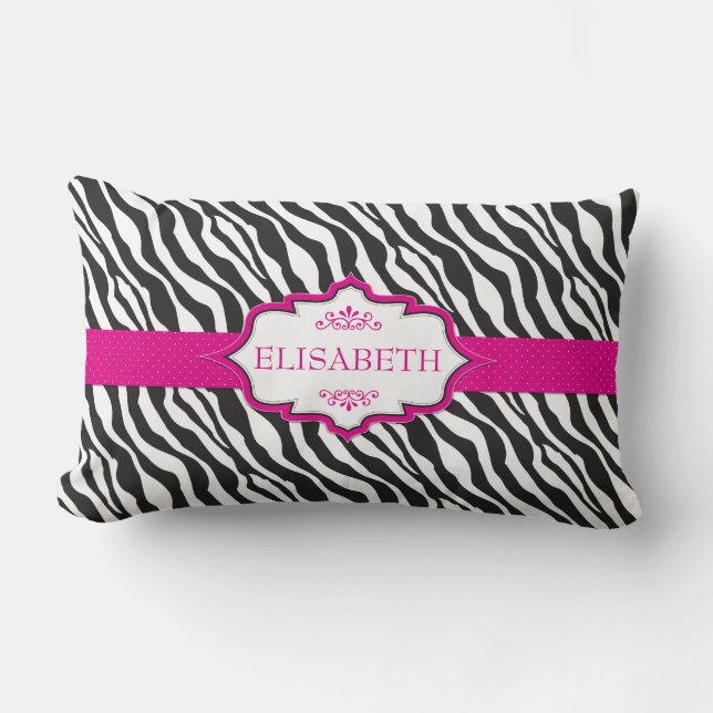 Zebra Pink Ribbon Lendenkissen (Vorderseite)