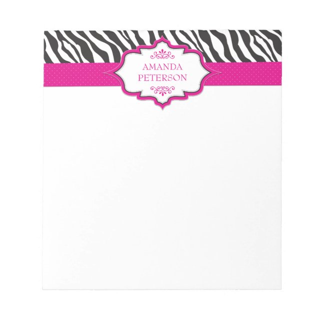 Zebra Pink Ribbon Notepad Notizblock (Vorderseite)